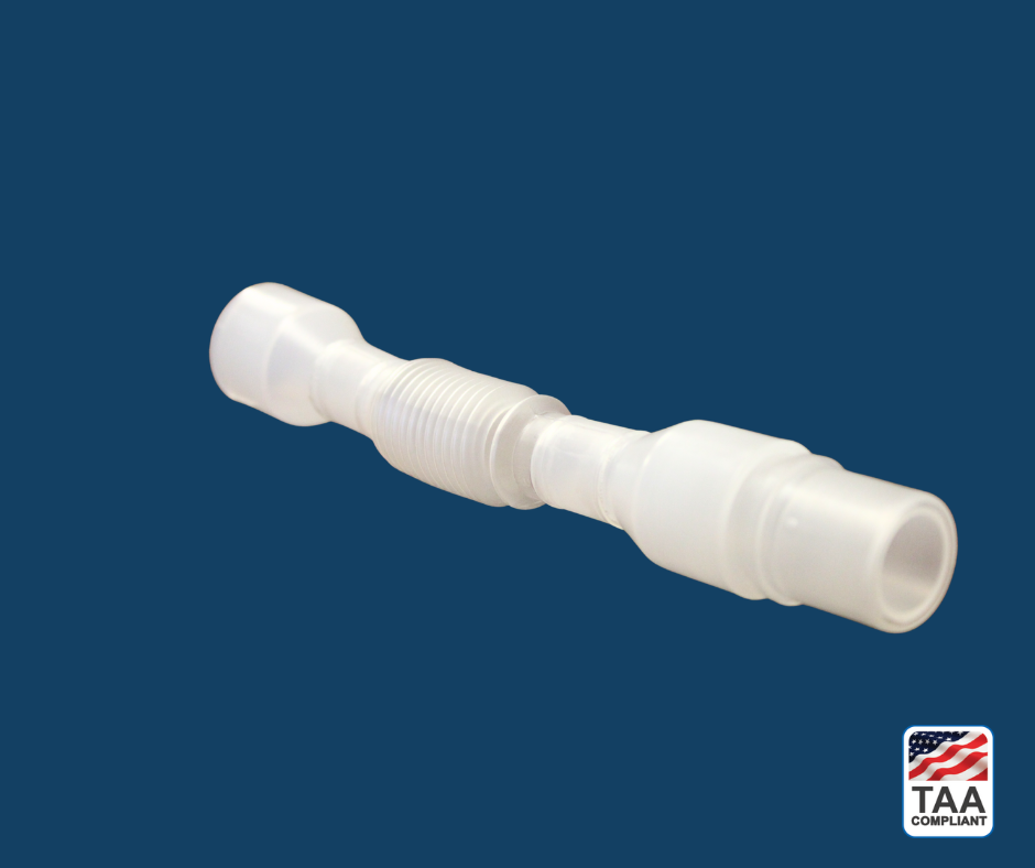 white Pall Medical corrugated tube on blue background