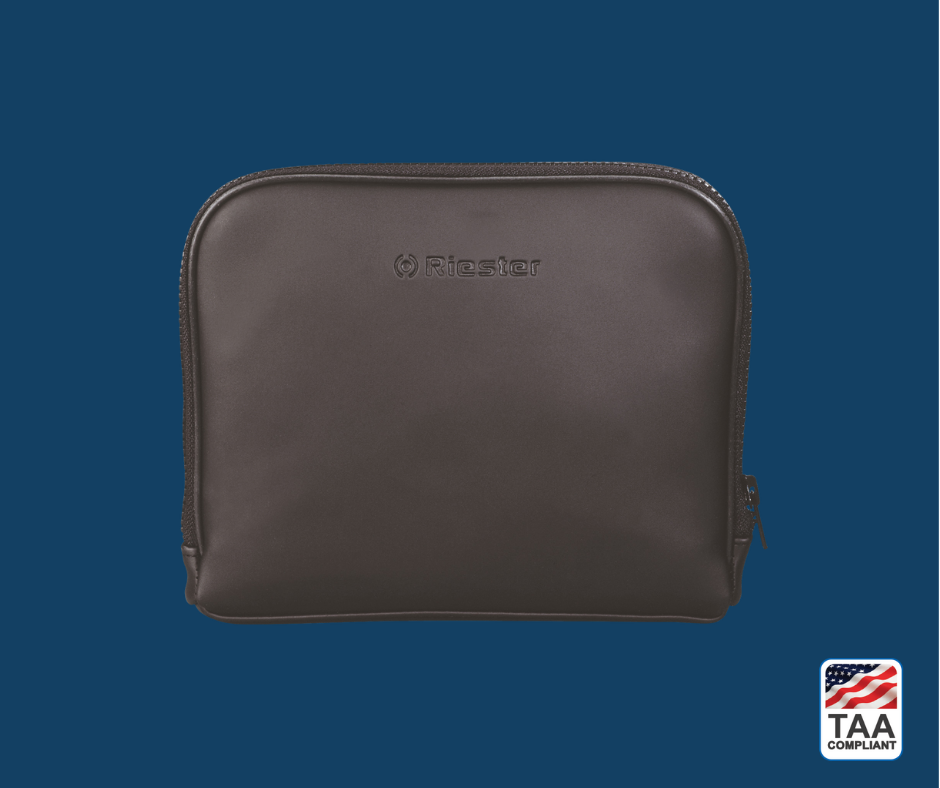 Small Riester medical bag, positioned in the center of the image, with a TAA Compliant logo with an American Flag in the bottom right-hand corner
