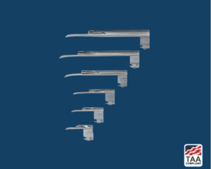 silver medical blades placed centrally on a blue background