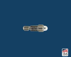 A metallic bulb-shaped component with a tapered tip and cylindrical base